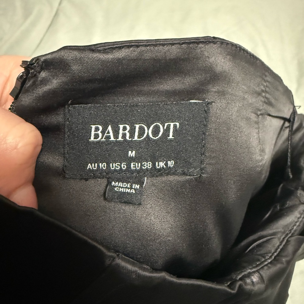 Bardot Strapless Black Satin Dress - Picture 3 of 3